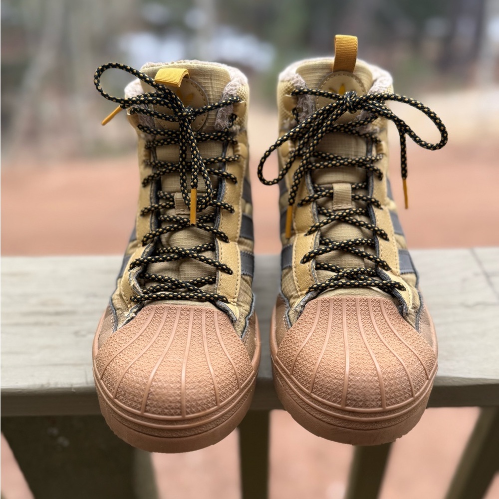 Adidas Superstar Winter Trek Kids Boots Tan and Gray
